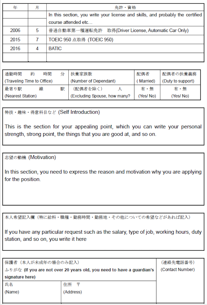 resume japanese