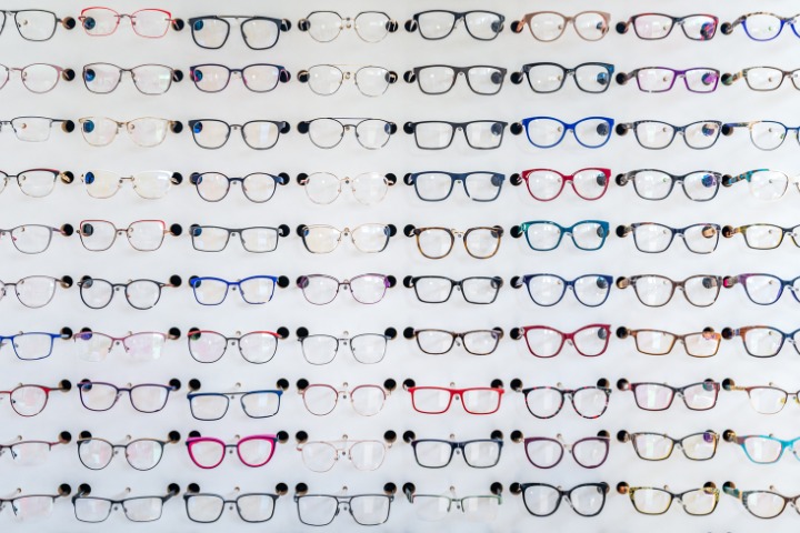 glasses in japan on wall