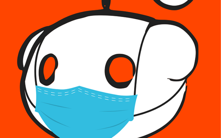 reddit logo, life in japan, reddit mascot wearing a mask