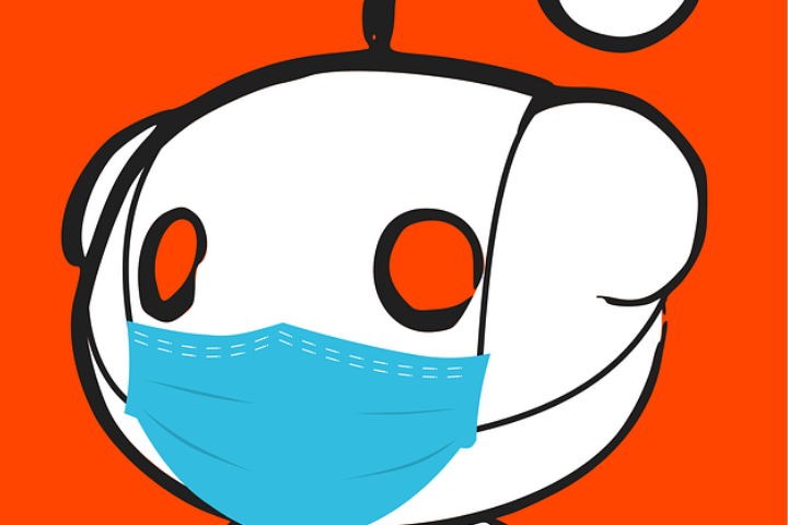 reddit logo, life in japan, reddit mascot wearing a mask