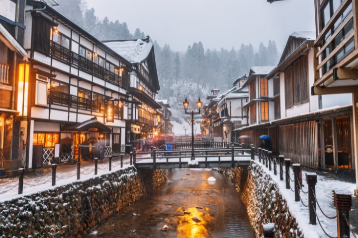 yamagata, snow photos, snow, winter, japan, ginzan onsen