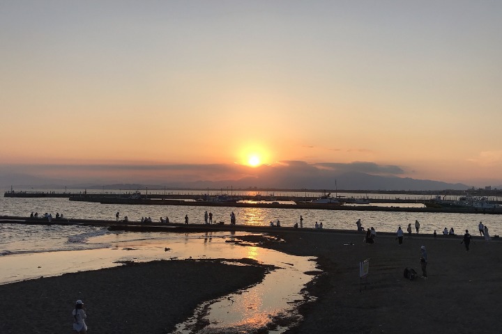 Enoshima Beach during sunset