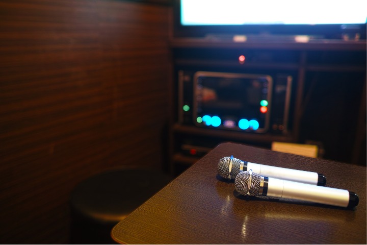 Two karaoke micros on the table