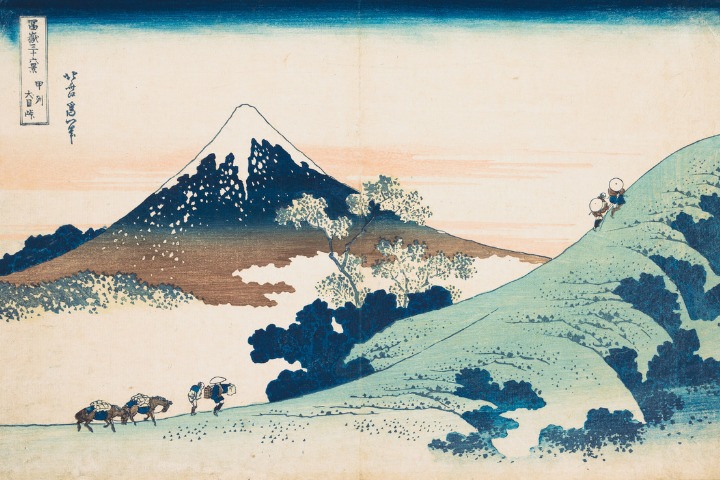 hokusai painting of the 36 views of mount fuji