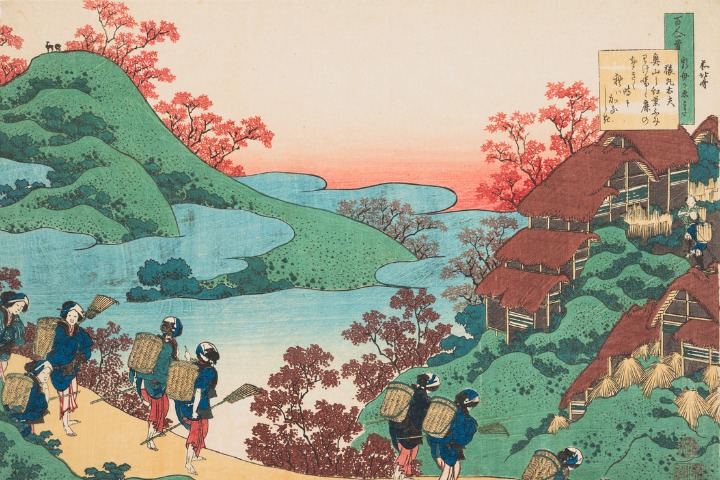 hokusai ukiyo painting of a village