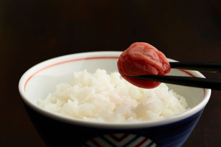 umeboshi on a bowl of rice