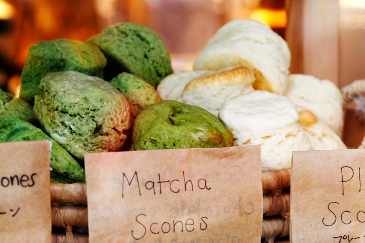 a photo of japanese matcha flavoured scones
