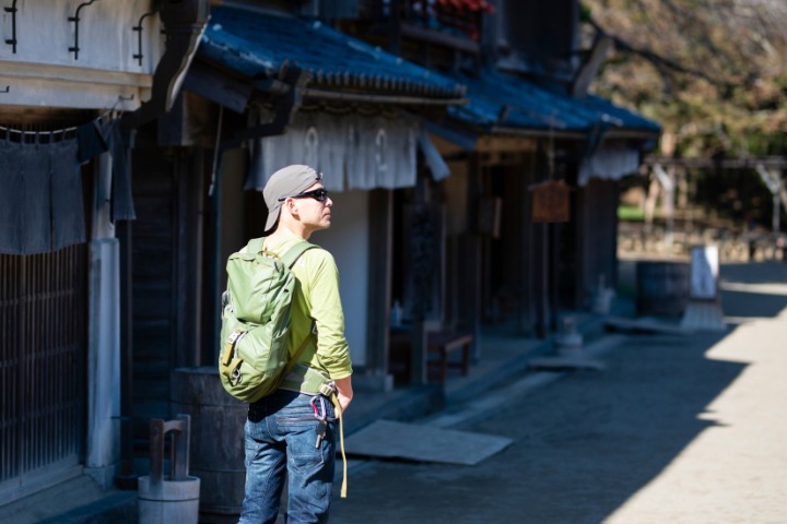 man walking the streets of Japan