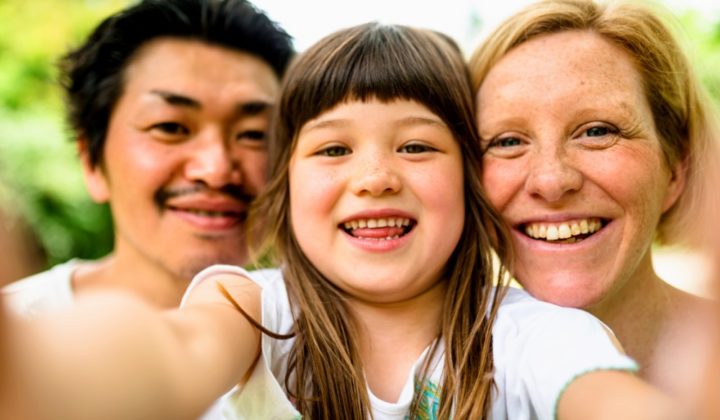 a photo of a japanese caucasian mixed family