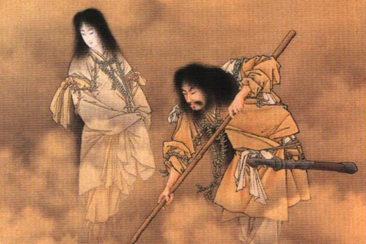 56 Izanami (left) and Izanagi (right) creating the islands of Japan with their spear