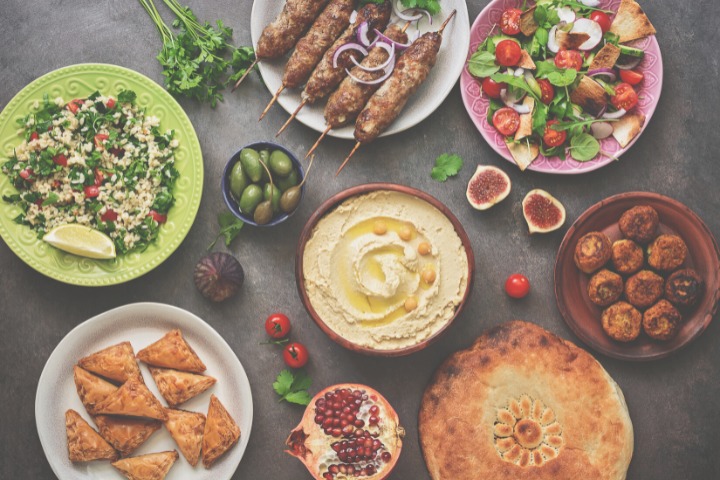 table of restaurant halal food