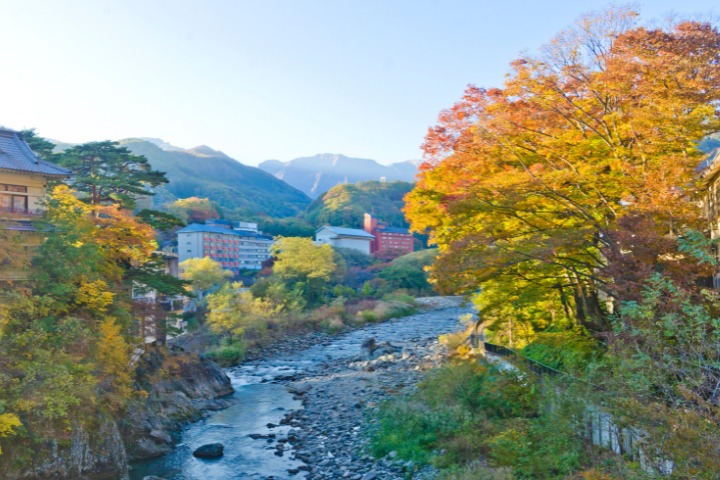 Minakami onsen town in fall