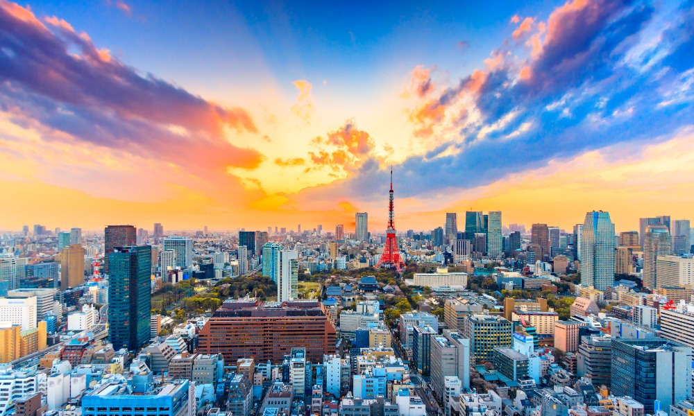 tokyo with vibrant sky