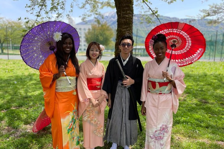 Diversity in Kimono, Nigerian in a kimono, international university of Japan, Nigerians in a kimono