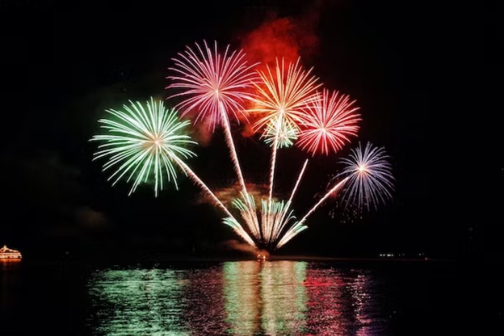 fireworks in various colours