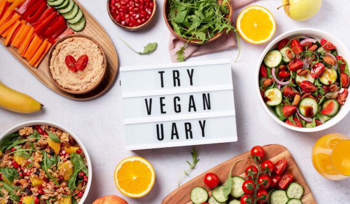 Image of a board that says Try Veganuary