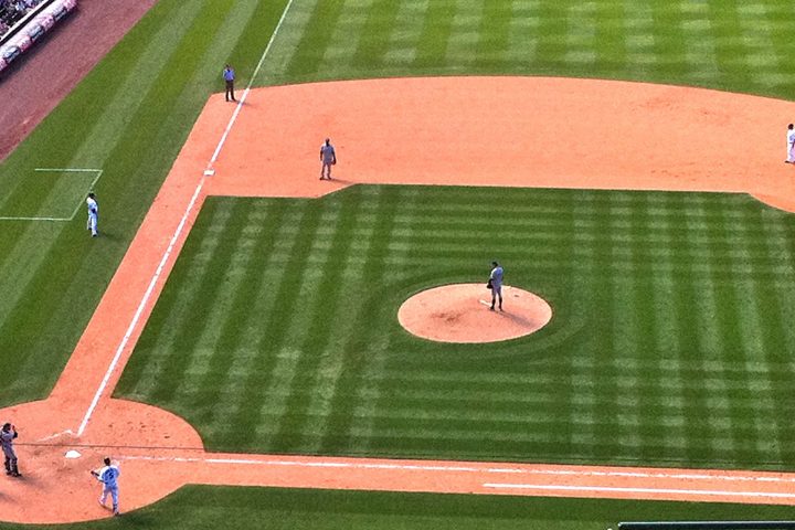 People playing Japanese baseball on the field, action during the game
